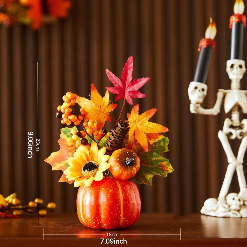 Autumn Pumpkin Sturdy Table Centerpiece Thanksgiving Artificial for Mantel, Fireplace, Desk,