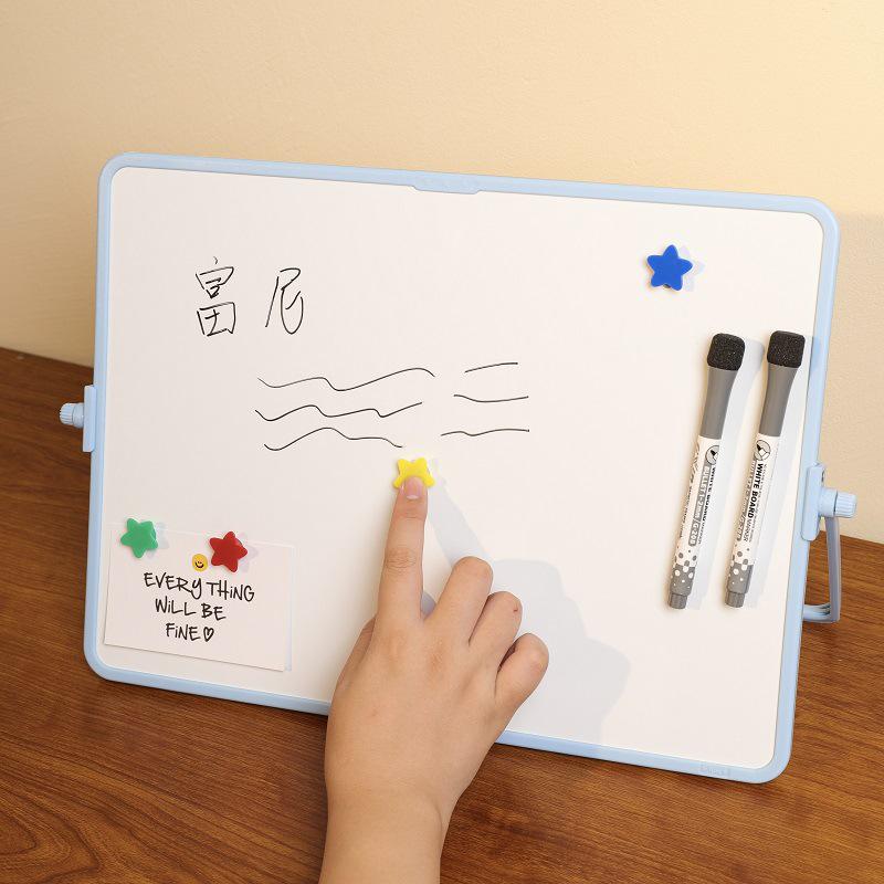 Funik Dubbelsidig Magnetisk Raderbar Whiteboard för Barn - Skriv- och Ritbord för Skrivbord med Ställ