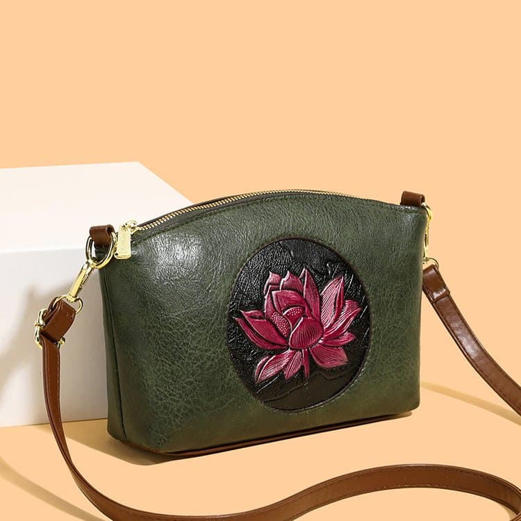 Lychee Pattern Embossed Messenger Bag Women's Shoulder Shell Bag