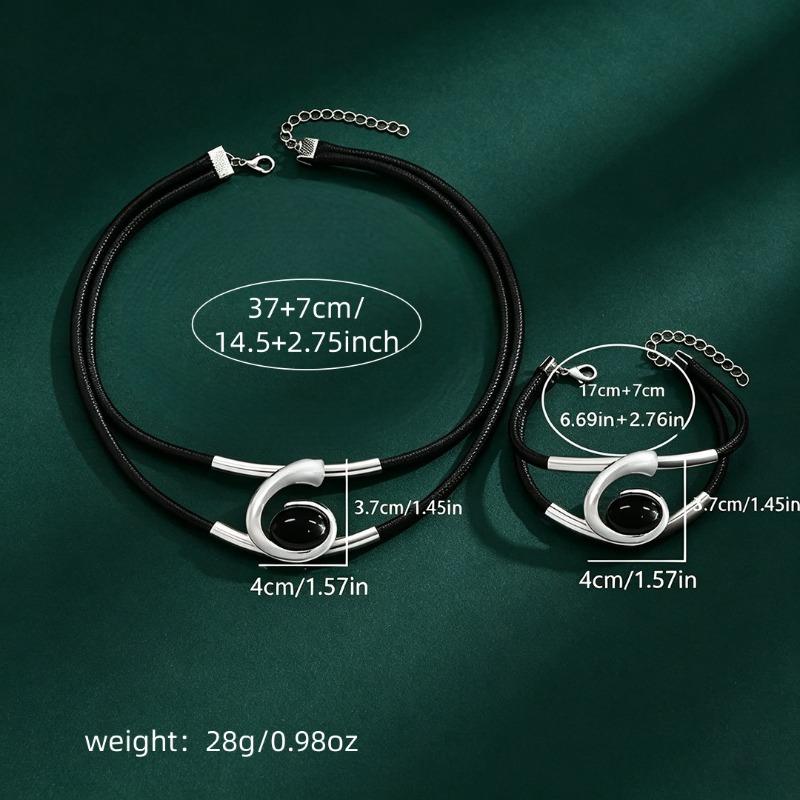 Personalized Trend Geometric Spiral Necklace Bracelet Niche Jewelry Set