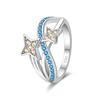 Retro 925 Sterling copper Sapphire Heart&Crown&Star Palace Pattern Ring Romantic Zircon Accessories