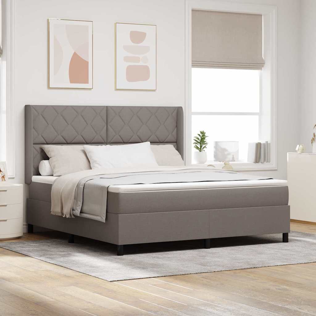 Boxspring Bed with Pillows and Headboard Taupe 200 X 180 Cm Fabric