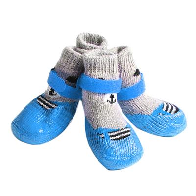 4Pcs/Set Outdoor Indoor Anti-slip Silicone Sole Pet Dog Puppy Cat Boots Socks