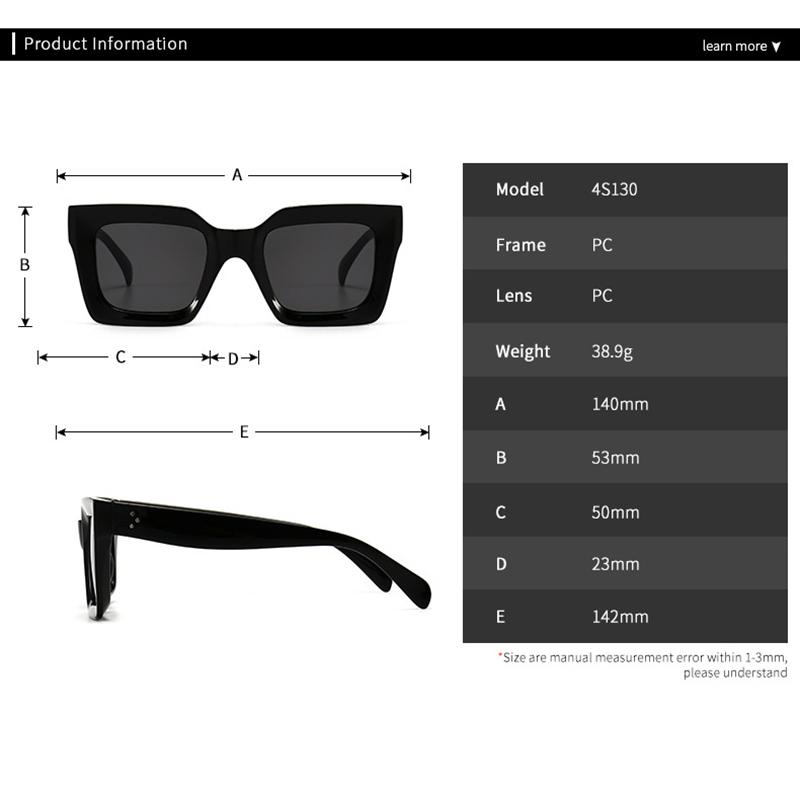 Fashion Vintage Big Frame Square Sunglasses UV400 Luxury Brand Designer Shades for Women Men Travel