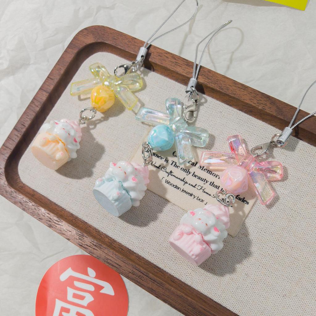 Phone Strap: Cute Sheep Cake Bowknot Charm - Ideal Gift for Besties & Bag Pendant Keychain