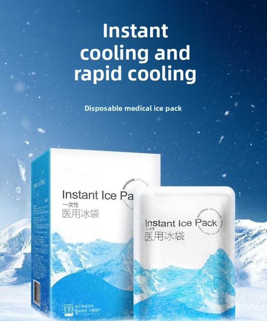 Disposable ice packs for physical cooling - instant cooling with a single squeeze, portable cold compress packs, no need for fr