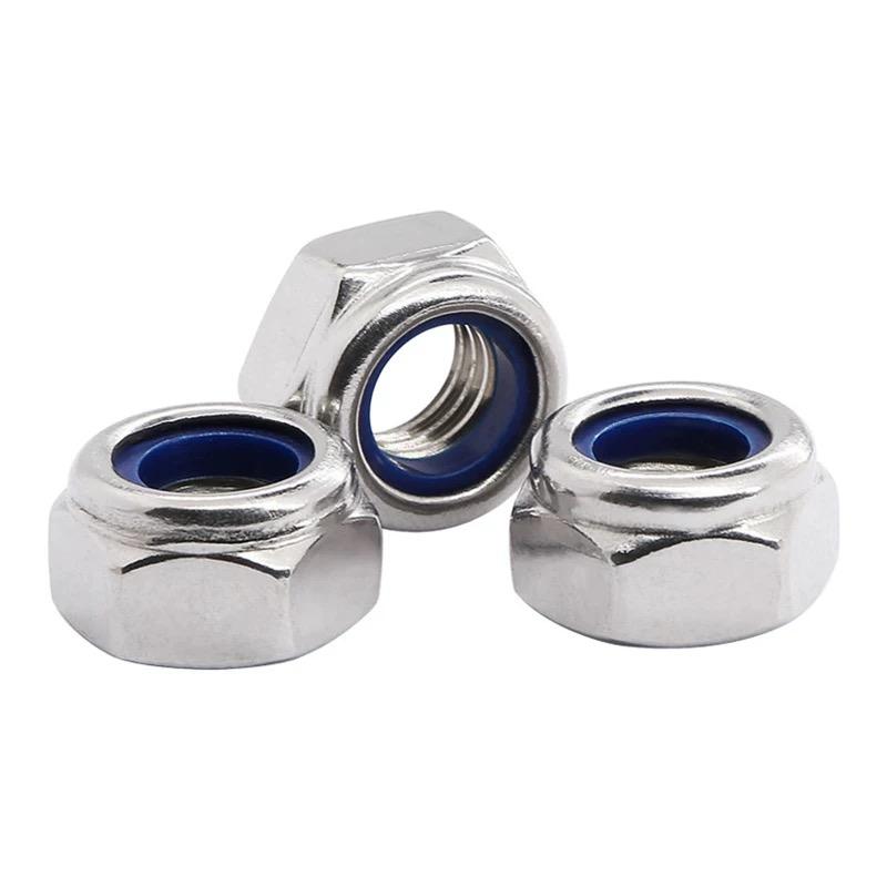 Stainless steel nylon lock nut hexagonal anti slip and anti loosening self-locking screw cap M3