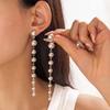 Fashion Classic Gold and Copper Color Round Tassel Long Earrings, Women's Minimalist Design Holiday Party Zircon Gifts