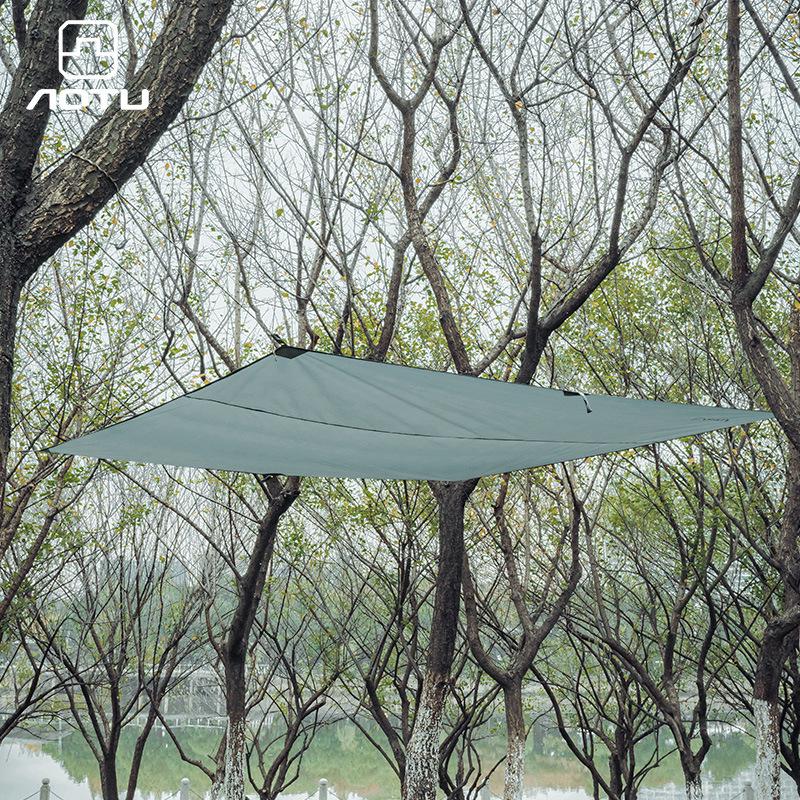 Waterproof Camping Tent Ground Mat with Sunshade & Four-Corner Webbing