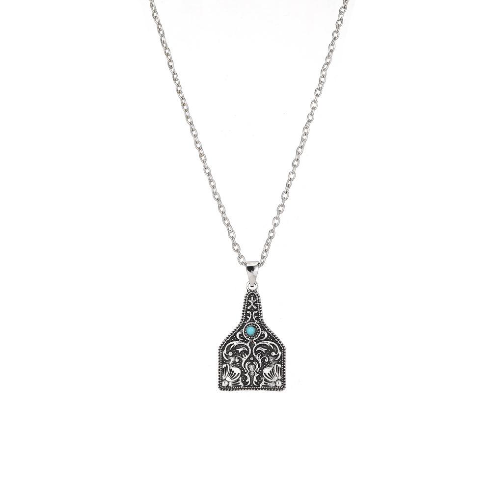 Turquoise-Inlaid Bohemian Style White-Green Flower Necklace