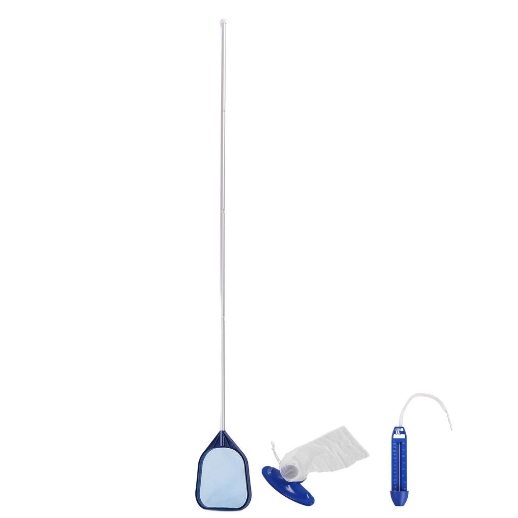 Swimming Pool Cleaner Kit Suction Head Leaf Rake Net Thermometer Set Cleaning Tools for Fountain
