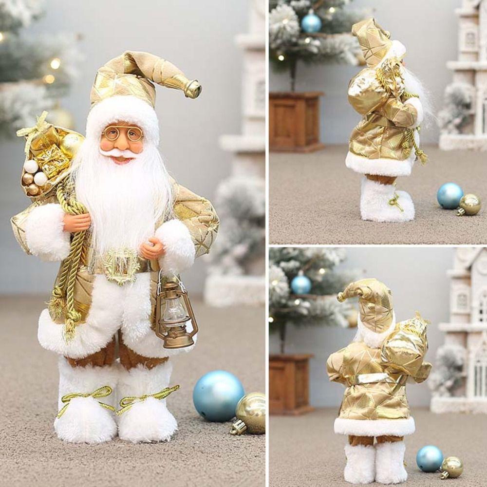Stehende Weihnachtsmannfigur mit Brille Weihnachtsschmuck Klassische Weihnachtsmannpuppe Navidad