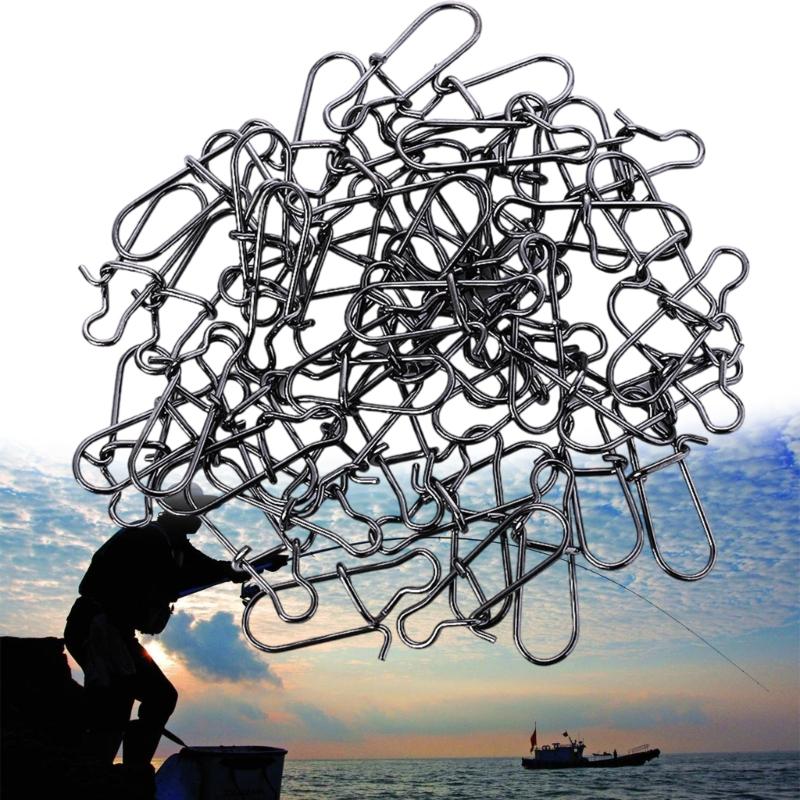 50Pcs Fishing Lures Connector High Strength Fishing Snapping Swivels Hook Snapping Pin Easy Snapping Fishing Hook