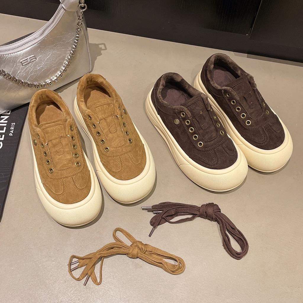 [Fanfna] Muffin thick-soled round head board shoes women's 2025 autumn new soft-soled comfortable lace-up casual sports shoes