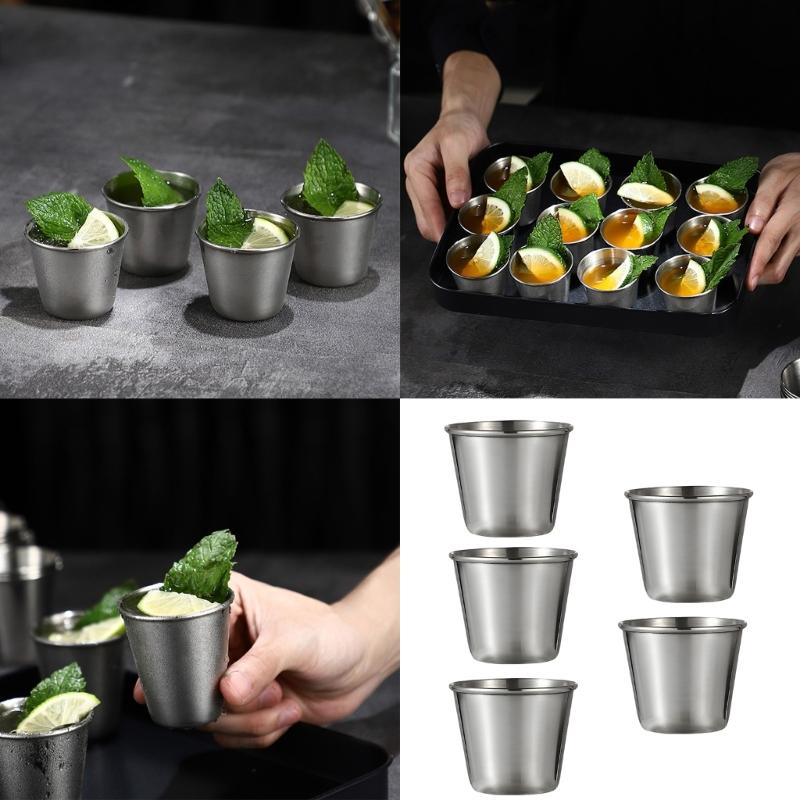 Stainless Steel Small Cocktails Shot Glasses Drinking Vessel Cup For Whiskeys Tequilas And Liquor Portable Barwares