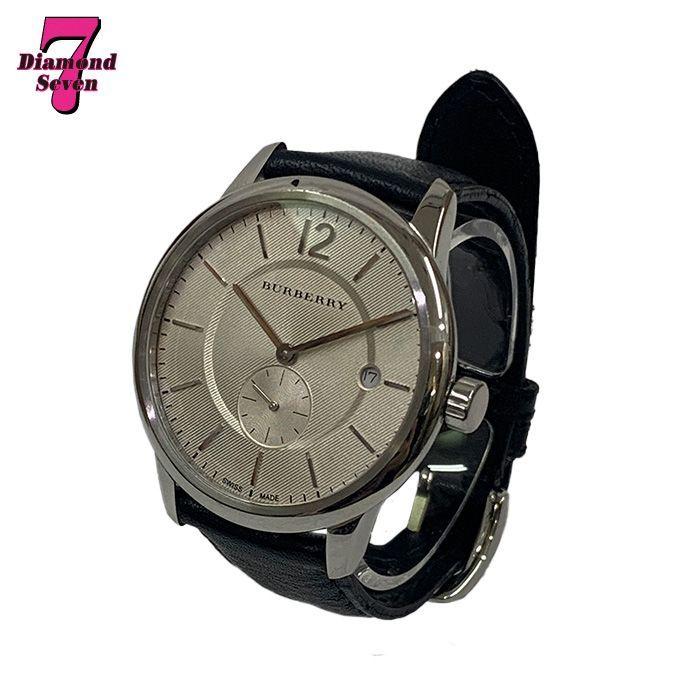 Used [Used] BURBERRY Men s Watch Date QZ Leather Strap BU10000 Quartz Black Round Disc Watch