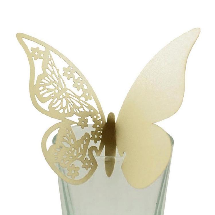 Place Card Butterfly 100pcs Name Wine Glass Cup Glass High Feet Cup Decoration