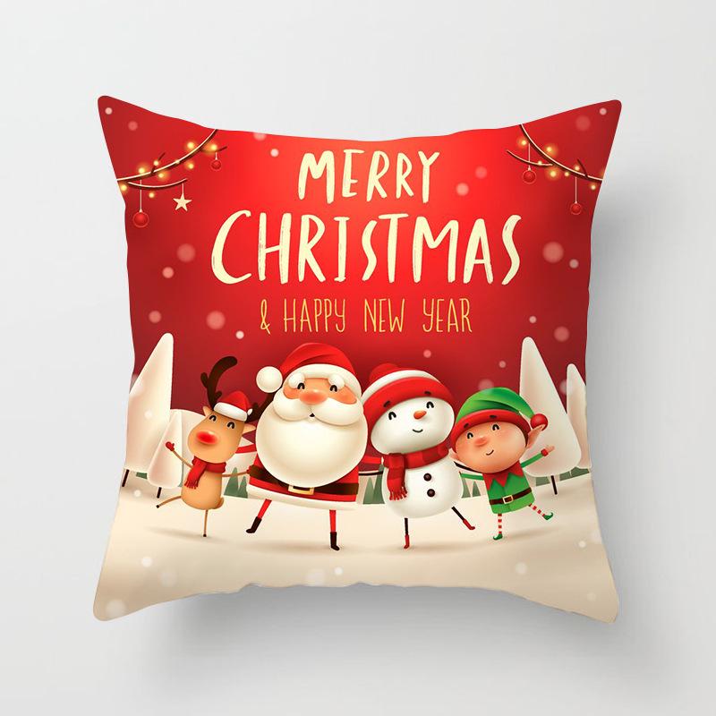 Cartoon Christmas Dog Car Pattern Pillow Case Festive Home Decoration Office Car Cushion Pillow Case