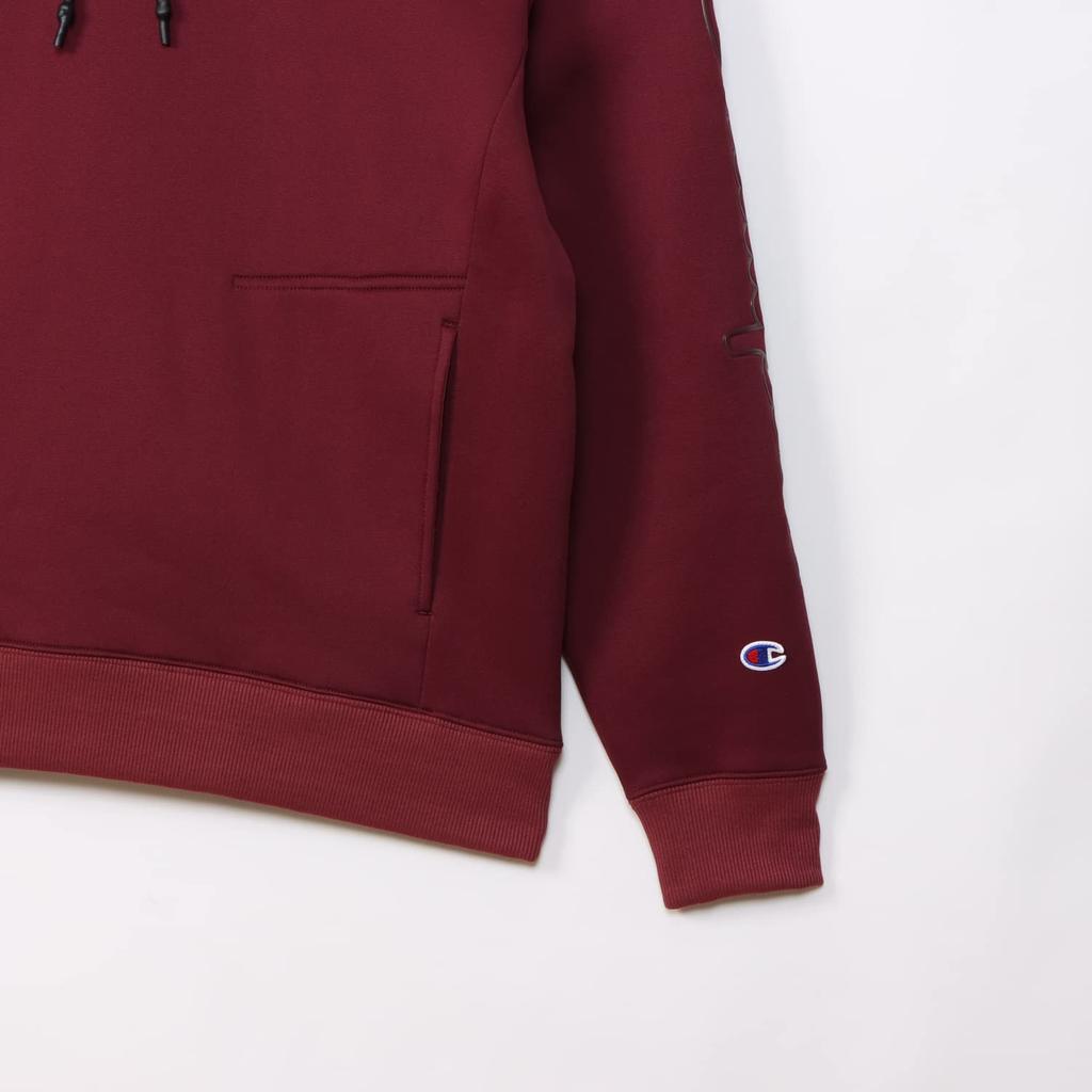 Champion TECH TERRY Hooded Long Script Size Men's WEAVE(R) Sweatshirt, Sleeve, Stretch, Warm, Logo, Maroon, XL, C3-YS106