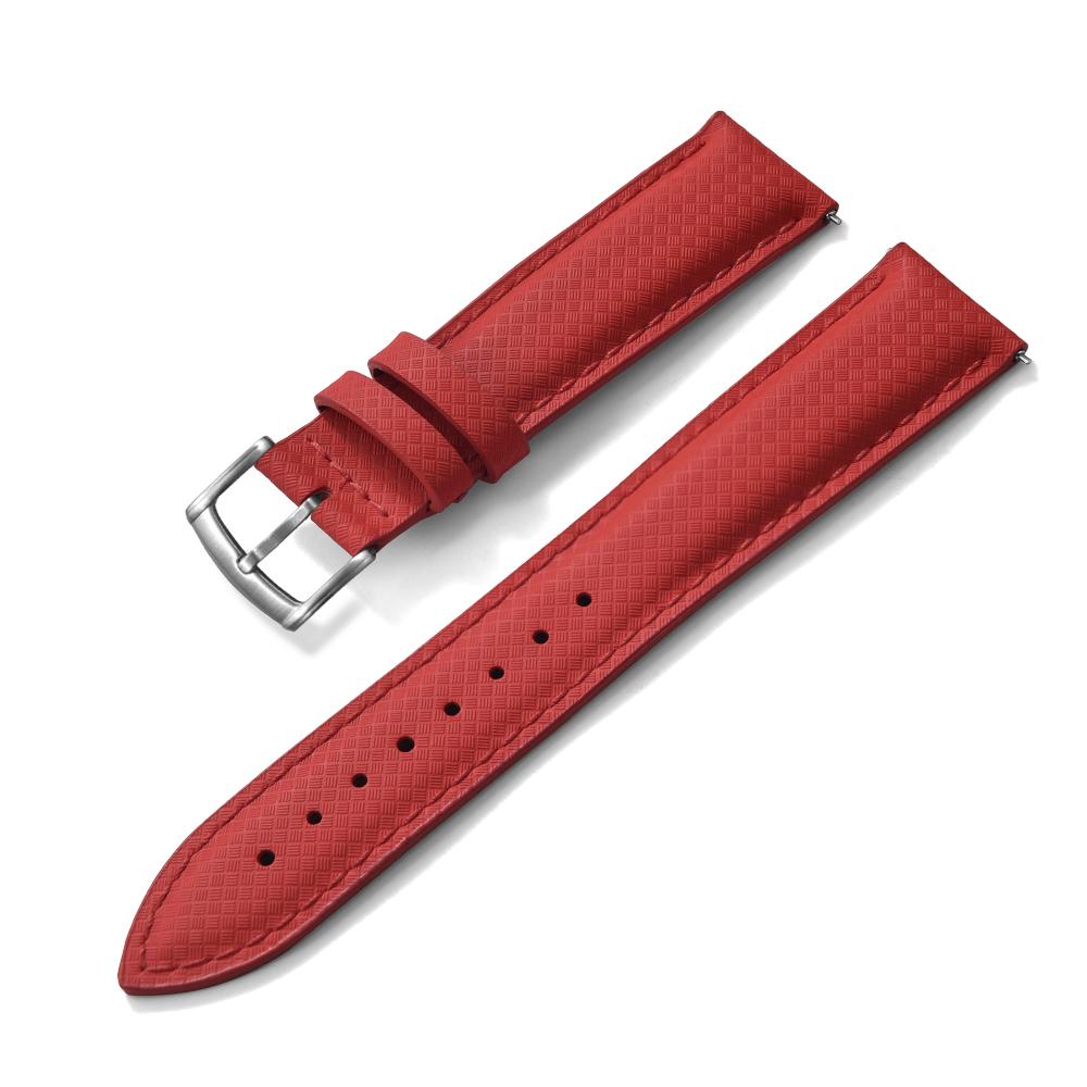 STAPELP 18mm 19mm 20mm 22mm Sailcloth Strap FKM TOP+Leather Base Tropical Texture Rubber Watch Bands Quick Release Pin Buckle