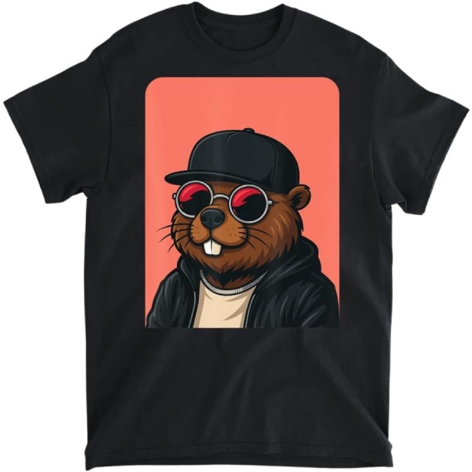 Beaver Wearing Sunglasses Men Women Graphic Beaver T-Shirt, Tank Top, Long Sleeve, Sweatshirt, Hoodie Men Women Kids Made in Canada Black XXXXXL разноцветный