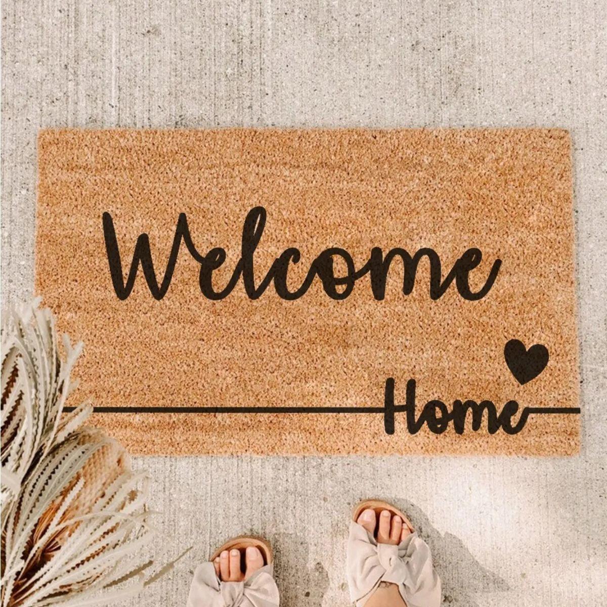 

Decorative Welcome Doormat Black Heart Right Home Striped Doormat Bristle Mat for Home 33x60 cm