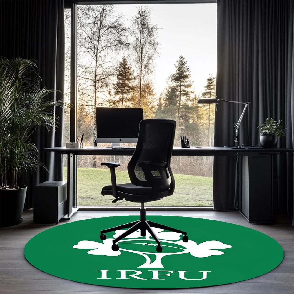 Ireland Rugby Printed Round Rug Carpet Chair Rug Area Rug Entryway Doormats,for Office Chair Living Room Bedroom Kitchen Room.