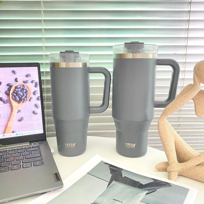 Tyeso Giant Insulated Straw Cup for Office, Home, and Car Use, Stainless Steel Large Capacity Insulated Cup