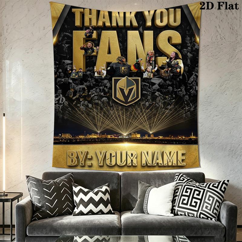 Name Custom Vegas Golden Knights Wall Tapestry Aesthetic Wall Hanging Printed Fabric Blanket Decorative Tapestries for Bedroom Living Room Home Decor