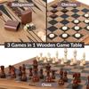Games Wooden Chess Table Chess Checkers and Backgammon 3 In 1 Combo Game Table Furniture Set for Home Recreation 25 X 25 Compac