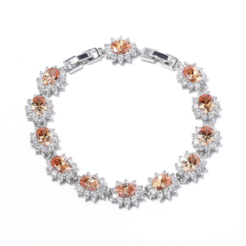 Womens Light Luxury Womens Colored Zircon Bracelet Explosions In Europe and The United States Colorful Bracelet.