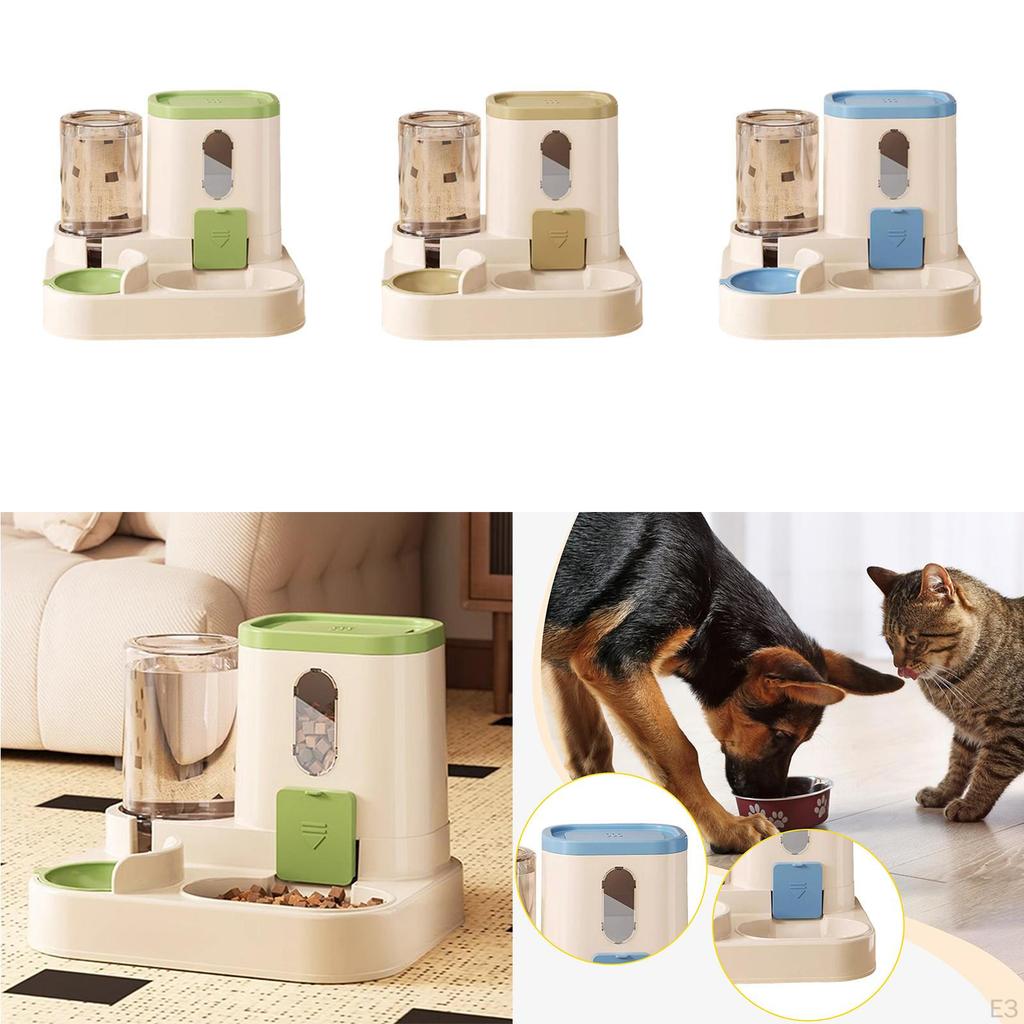 2 in 1 Automatic Cat Feeder and Water Dispenser, Feeding Food Bowl Pet Waterer, for