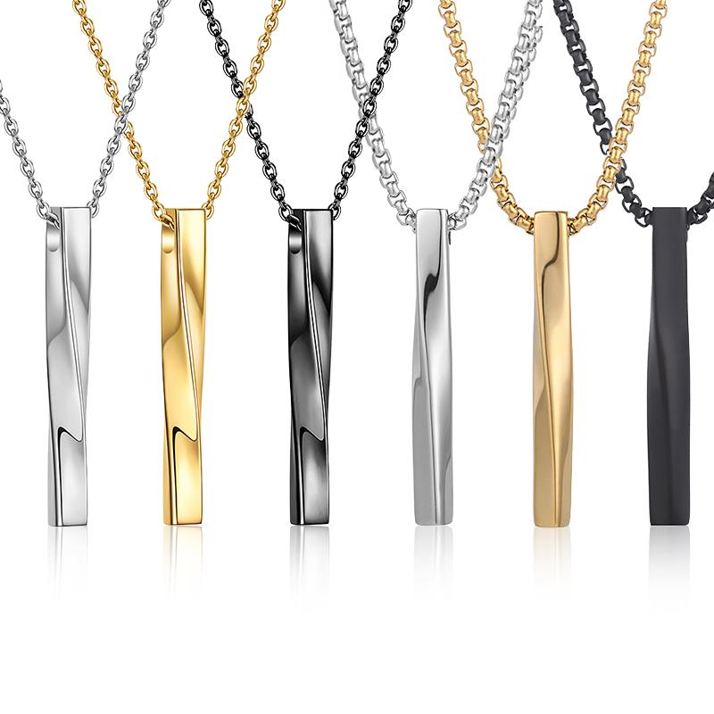Gold Plated Men's Long Chain Necklace Fashion Screw Design with Spiral Pendant Hip Hop Party Anniversary Jewelry Gift for Men