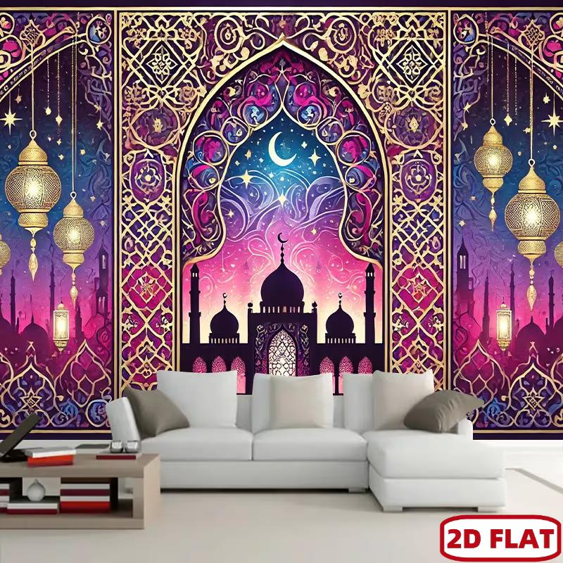 2D Islamische Moschee Wandteppichstoff Ramadan Kareem Wohnzimmer Wanddekor