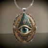 Blue Magic Eyes Oval Glass Pendant Necklace