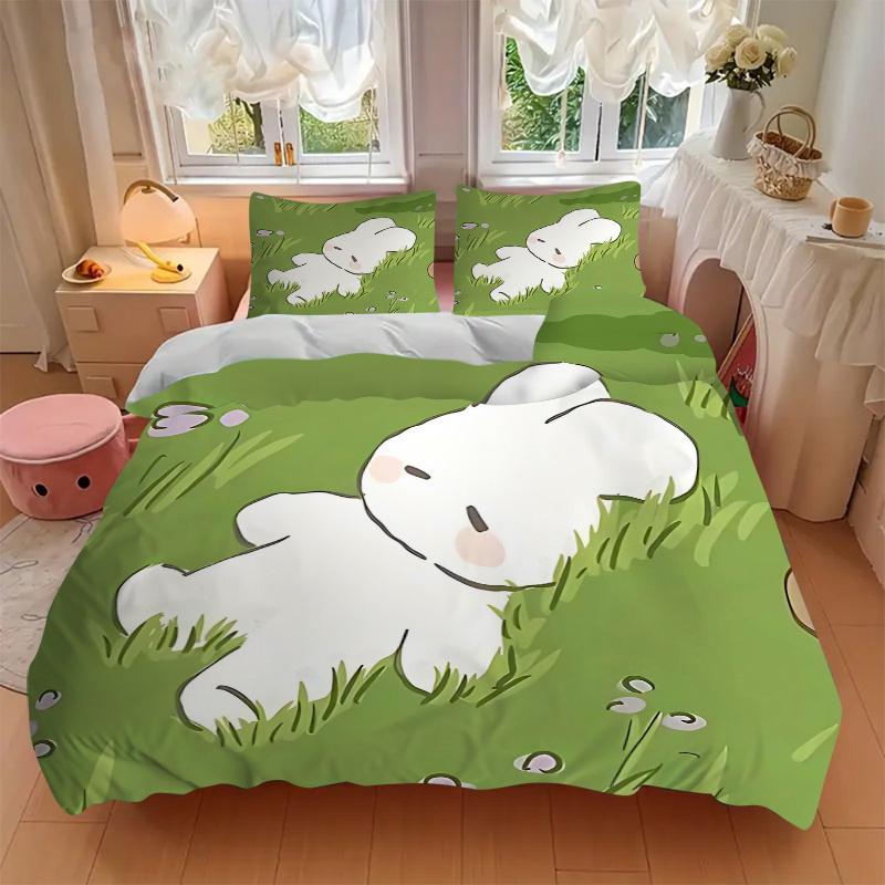 3pcs Anime Cartoon Design Duvet Cover Set with Two Pillowcases (No Core), Festive Gift