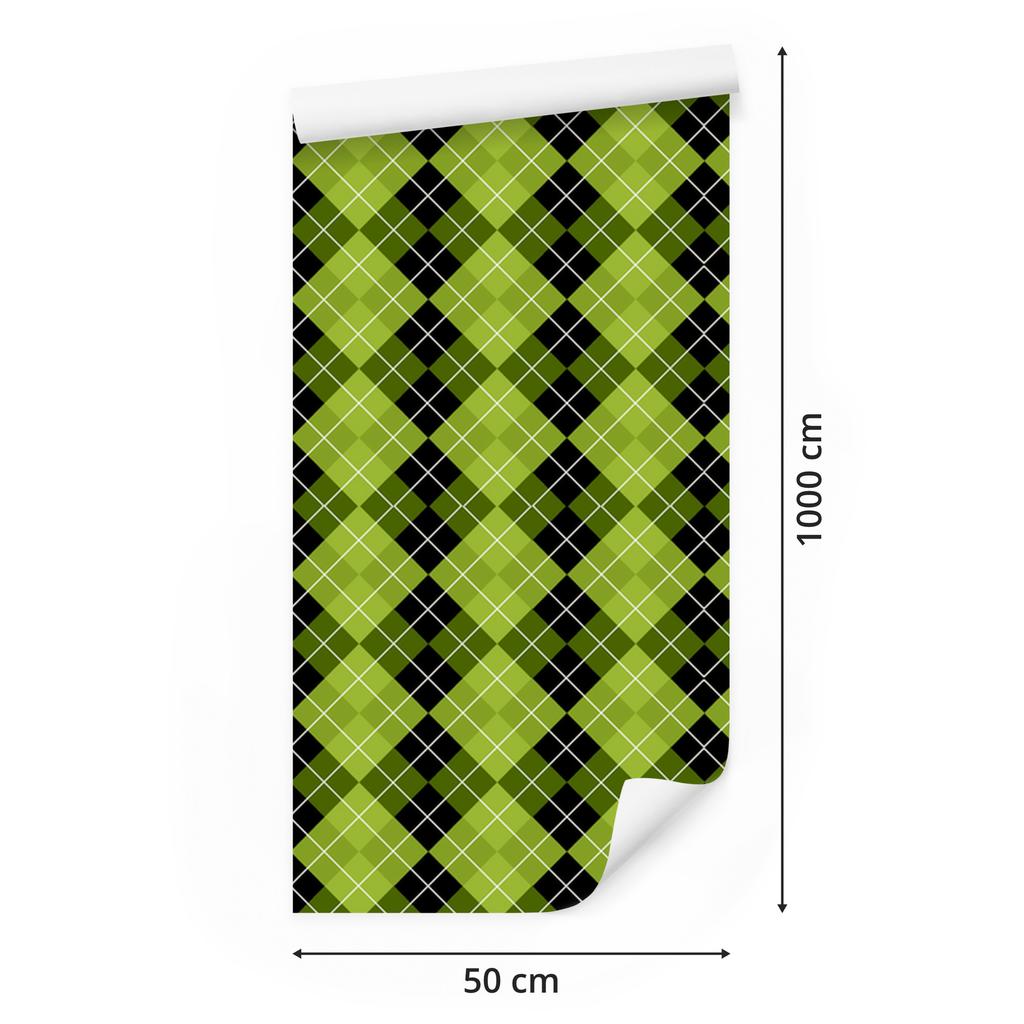 Green Lime and Olive Checkered Wallpaper for Living Room and Bedroom 50x1000