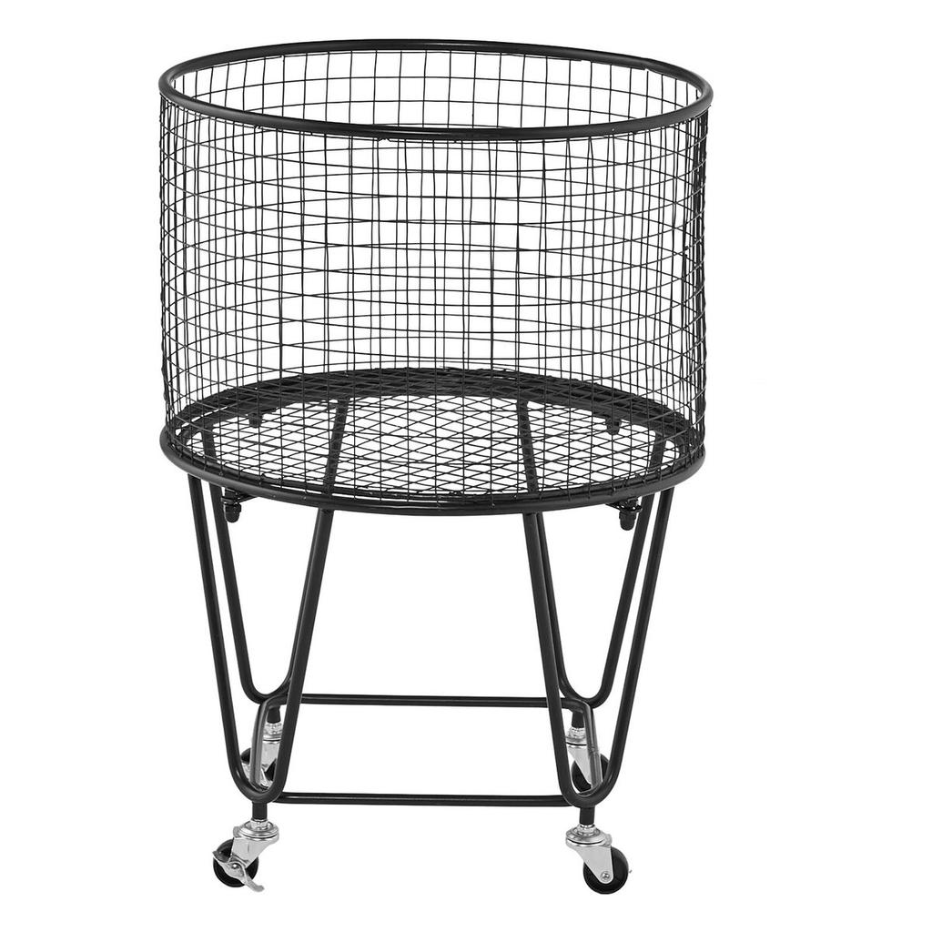 Laundry Cart, Rolling Round Grocery Utility Cart with 360° Swivel Wheels, 27 KG Large Load Capacity, Heavy Duty Carbon Steel Shopping Basket for