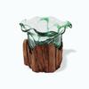 Molten Recycled Beer Bottle Glass Bowl On Wood