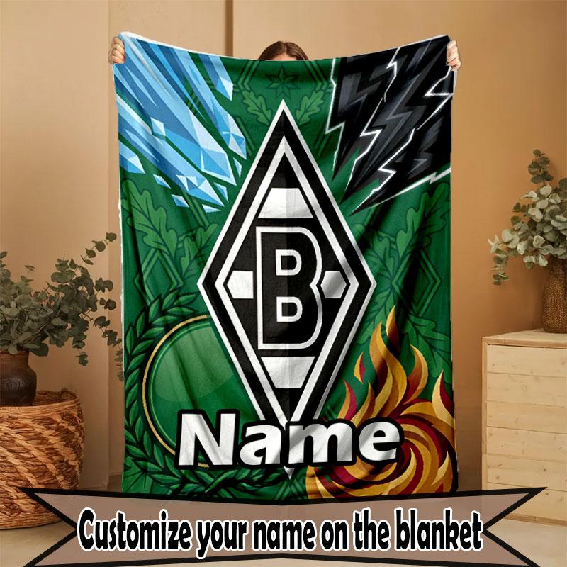 Custom Name Personalized Borussia Monchengladbach Print Blanket, Home Decor, Bedroom, Sofa, Camping, Couch, Gifts for Birthday Christmas