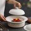 Round Insulated Dish Plate with Cover Restaurant Ceramic Candle Heating Furnace High-end El Griddle Dish Warm Dish Plate