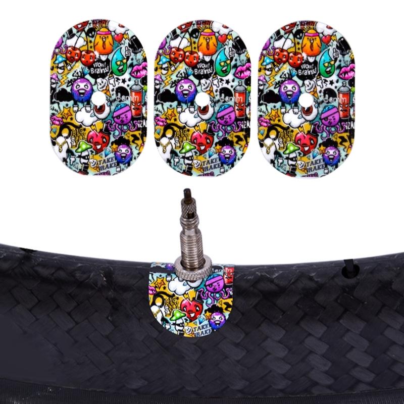 Bike Tire Valves Sticker Tire Air Nozzle Fixed Sticker Valves Decal Protector Covers Universal Bike Valves Pad Stickers