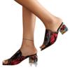 Women’s Crystal One-Strap Peep-Toe Sandals, Mid-Heel Plus Size Dress Slides