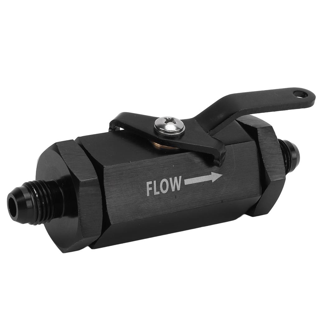 Car Fuel Shut Off Valve AN6 Fitting Flow Control Aluminum Alloy Black Rustproof Universal