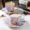 European Luxury Pastoral Ceramic Coffee Cup Set French Elegant Tea Cups Gold-plated Ceramic Latte Ceramic Flower Coffee Mug
