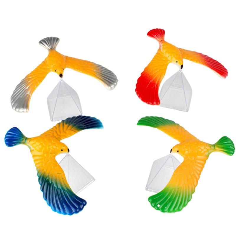 3Pcs Balancing Eagle with Pyramid Stand Magic Bird Desk Decor Funny Gadgets Novelty Toys for Children's Gift Miniature Figurines