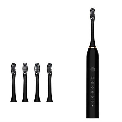 Elektrický zubní kartáček pro dospělé, 6 rychlostí vibrací, vodotěsný, měkké štětiny, USB dobíjecí, černý