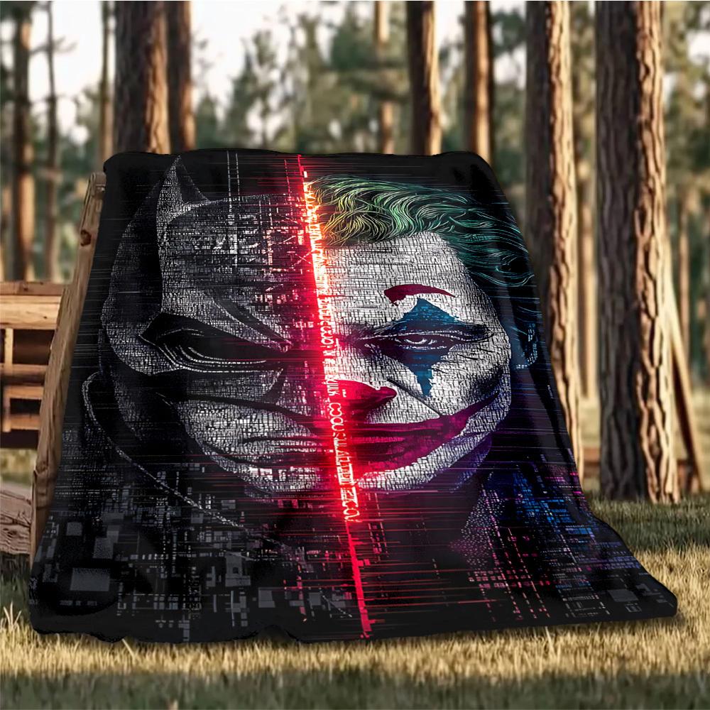 1pc Batman, Joker Outdoor Flannel Throw Blanket Soft, Lightweight & Warm for Sofa, Office