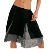 Women Y2k Lace Floral Bloomers Pants Silk Satin Patchwork Ruffles Coquette Half Slip Midi Pants Streetwear