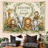 2D Flat - 2D Flat - 2D Flat Print 1pc Tapestry Welcome to The Jungle Jungle Animal Wall Hanging Decor Suitable for Vintage Themed Durable Suitable for